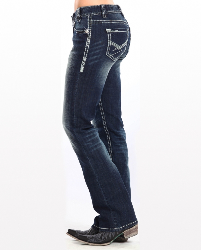Rock & Roll CowgirlÂ® Ladies' Boyfriend Fit In Dark Vintage Jeans - Fort Brands