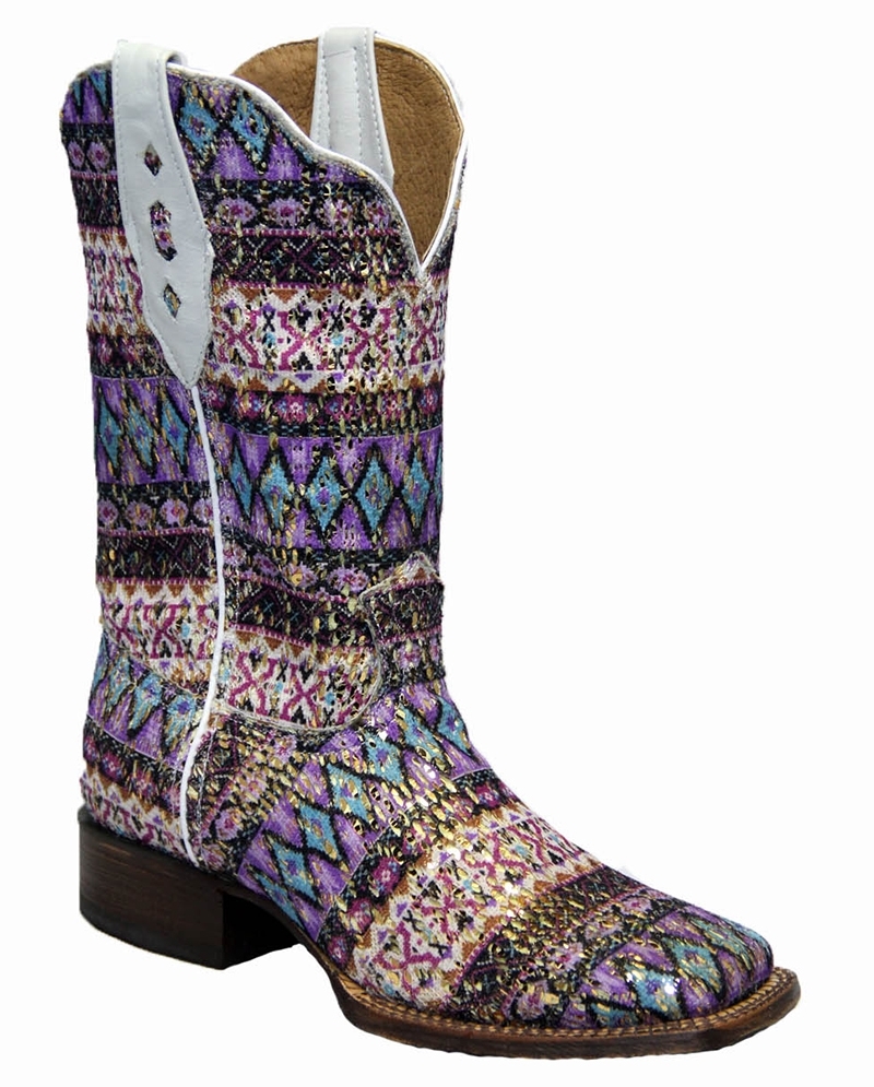 purple square toe boots