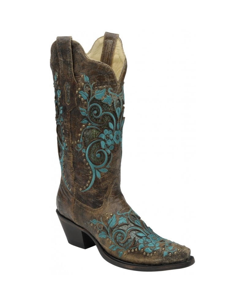 Corral Boots® Ladies' Bronze With Turquoise Studs Boots - Fort Brands