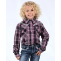 Cowgirl Hardware® Girls' Arrow Long Sleeve Plaid Shirt