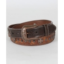 Men's Faux Ostrich Belt with Basketweave