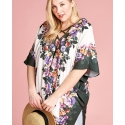 ODDI® Ladies' Curvy Caged Floral Poncho