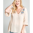 ODDI® Ladies' Curvy Embroidered Floral Top