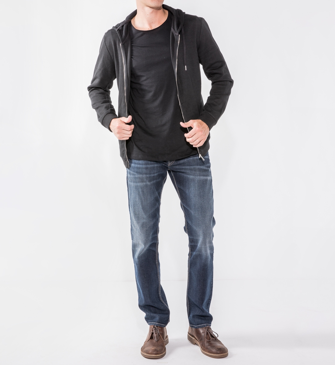 Men's Skinny Slim Jeans in Dark Wash Resin - Grey Stitch | DSTLD