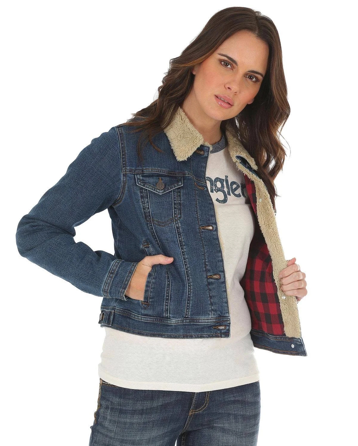 womens flannel lined denim jacket