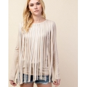 Vocal® Ladies' Taupe Fringe Top