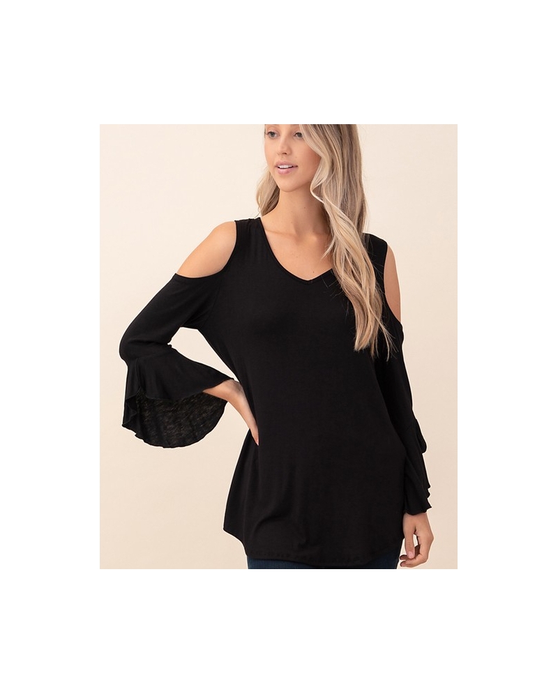 ladies black cold shoulder top