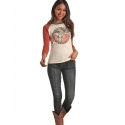 Rock and Roll Cowgirl® Ladies' Cactus Scene Baseball Tee