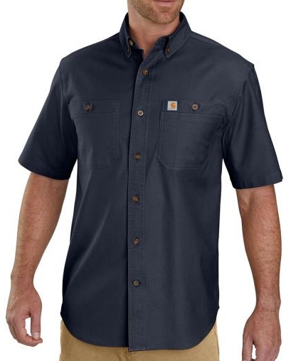 Carhartt Men's Navy Rugged Flex Rigby Short Sleeve Work Shirt