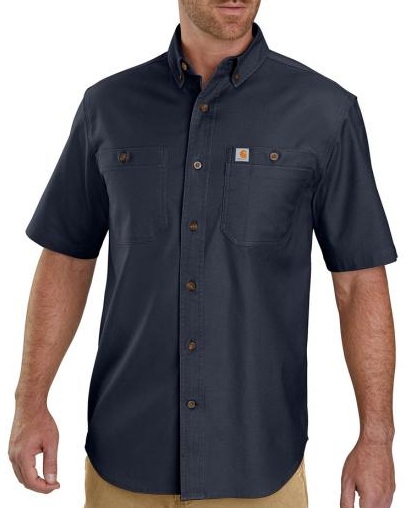 Carhartt Men's Navy Rugged Flex Rigby Short Sleeve Work Shirt