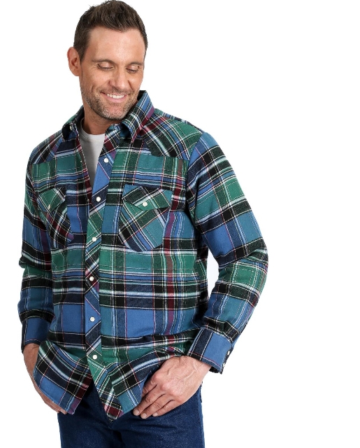 Wrangler® Men's LS Quilt Lined Flannel Assorted - Fort Brands