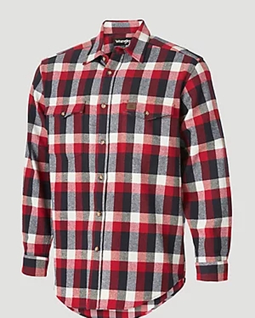 wrangler men's heavyweight western flannel shirt