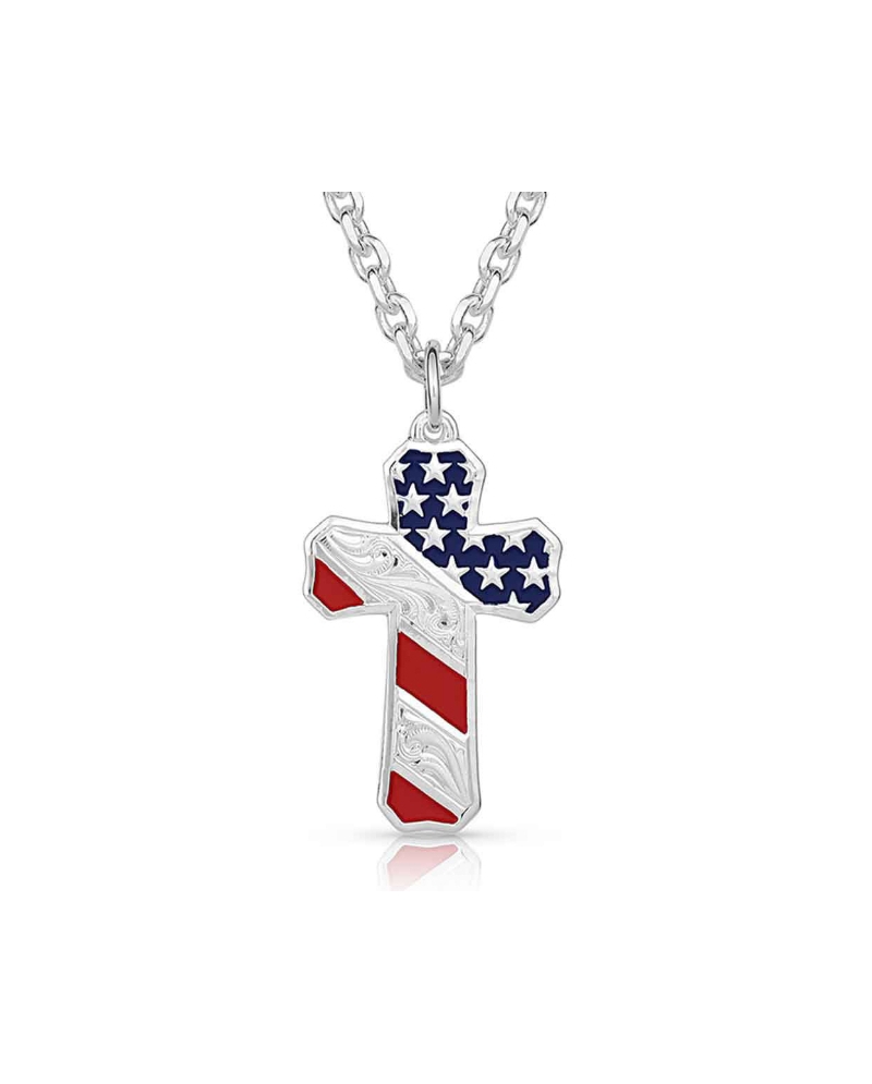 Thin Blue Line American Flag Country Necklace