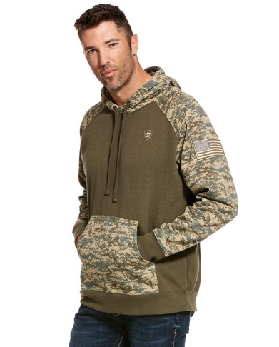 Ariat Male Patriot Hoodie Sage Camo Small at  Men's Clothing