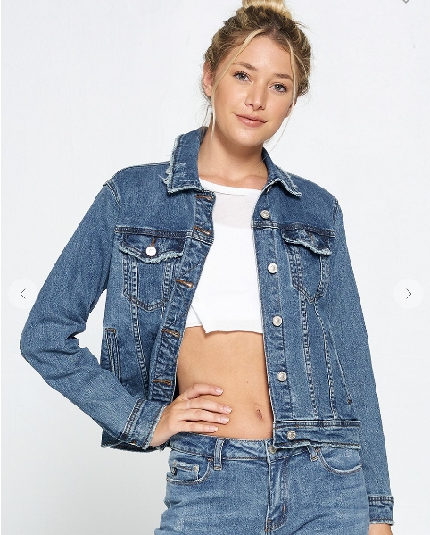 Ladies ripped denim clearance jacket