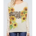 Ladies' LS Sunflower Cheetah Print