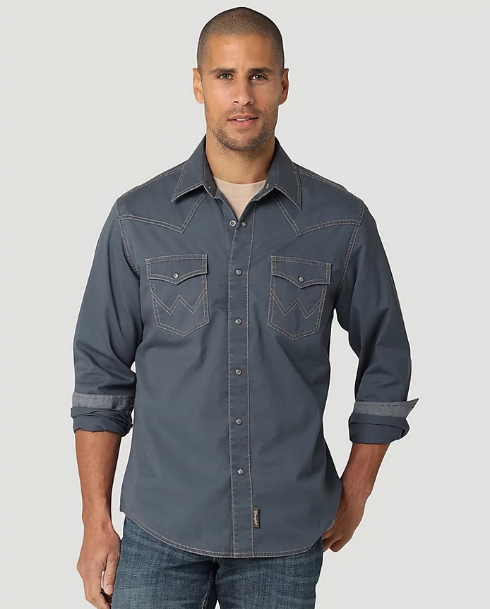 Wrangler Men's Retro Premium Contrast Trim Western Snap Flap