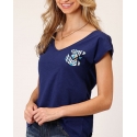 Roper® Ladies' V Neck Aztec Pocket Tee