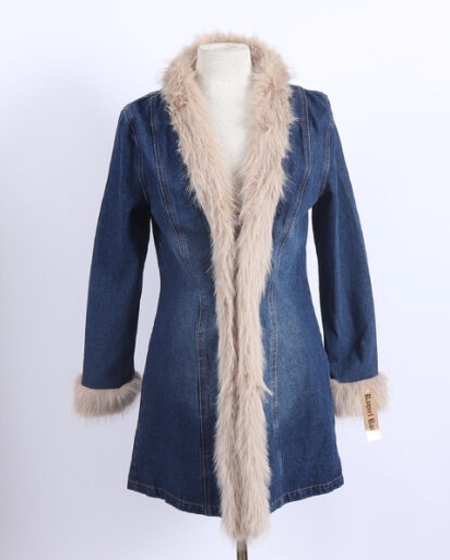 Ladies TIA Long Denim Jacket W Fur Fort Brands